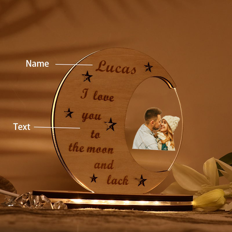 Custom Photos Acrylic Moon Night Light Lamp Home Decoration Gifts-Jessemade AU