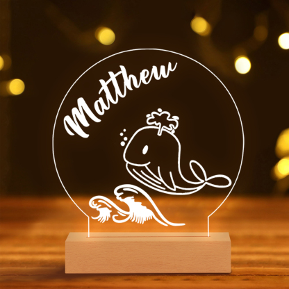 Whale Night Light Personalised Name LED Lamp Custom Animal Night Light Gifts For Kids-Jessemade AU