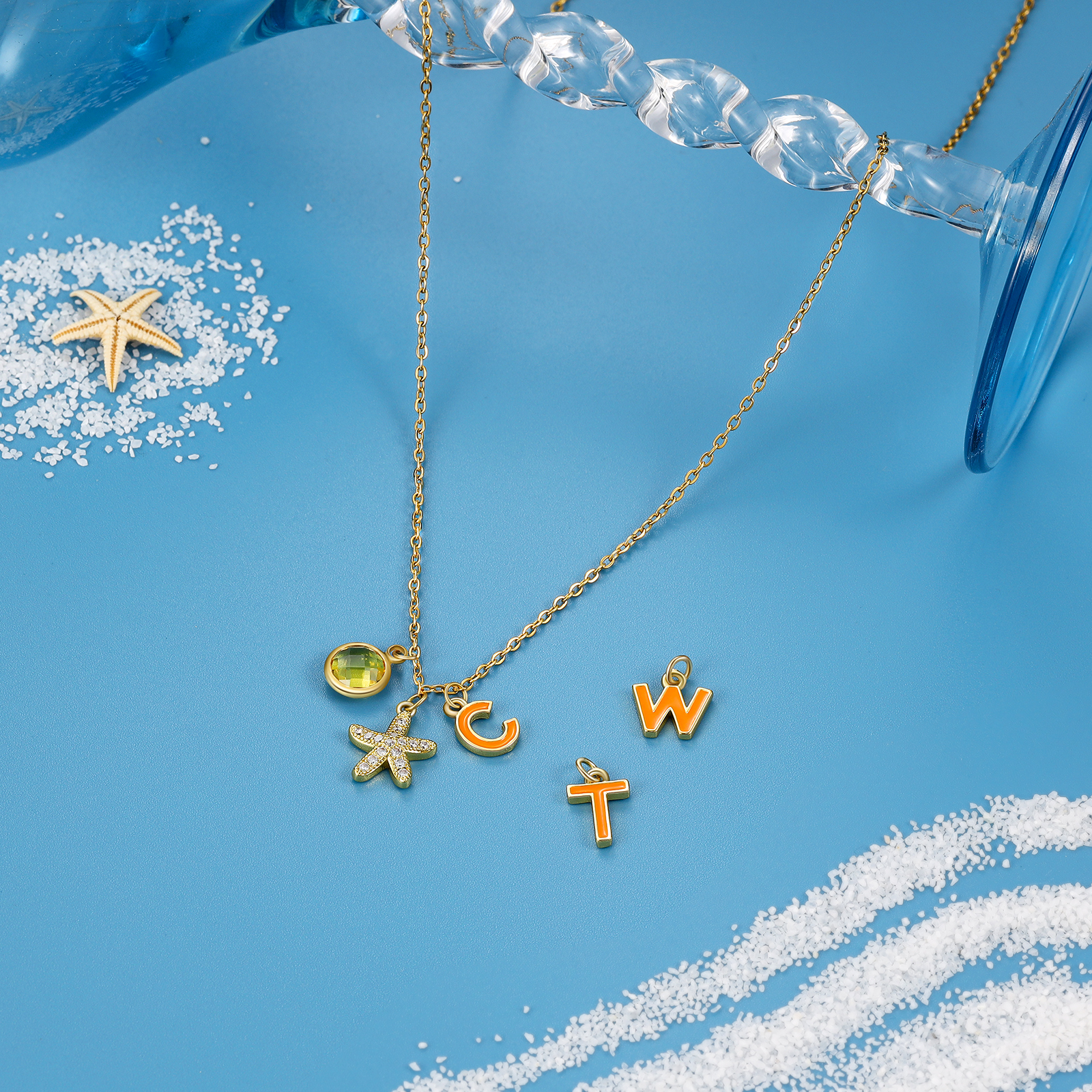 Back To School Personalised Star Necklace Custom Birthstone and Letter Necklace-Jessemade AU