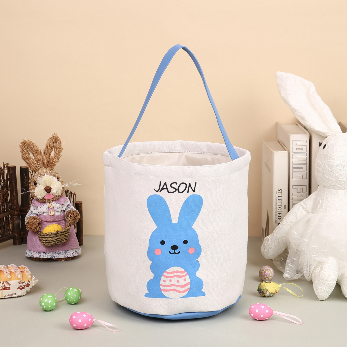 Personalised Bunny Tote Bag Custom Name Bunny Bucket Bag Easter Gifts-Jessemade AU