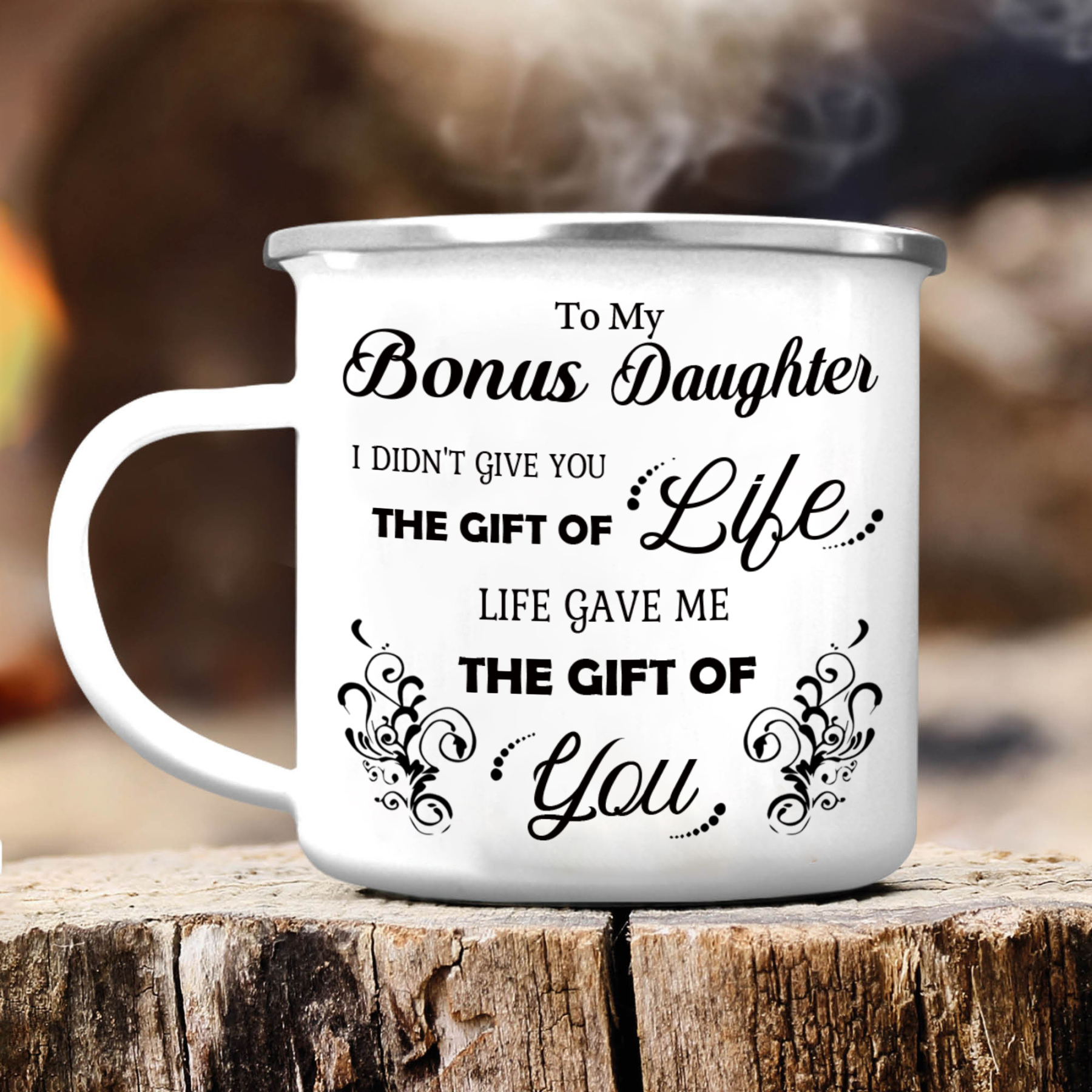 To My Bonus Daughter Mug Enamel Cup Gifts for Daughter - Life Gave Me The Gift Of You-Jessemade AU