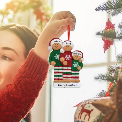 3 Names - Personalised Christmas Ornaments Custom Text Wooden Xmas Ornaments Gifts for Family Friends-Jessemade AU