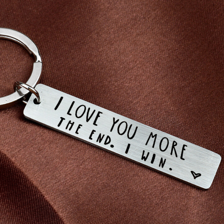Funny Keychain for Couple "I Love You More The End I Win"-Jessemade AU