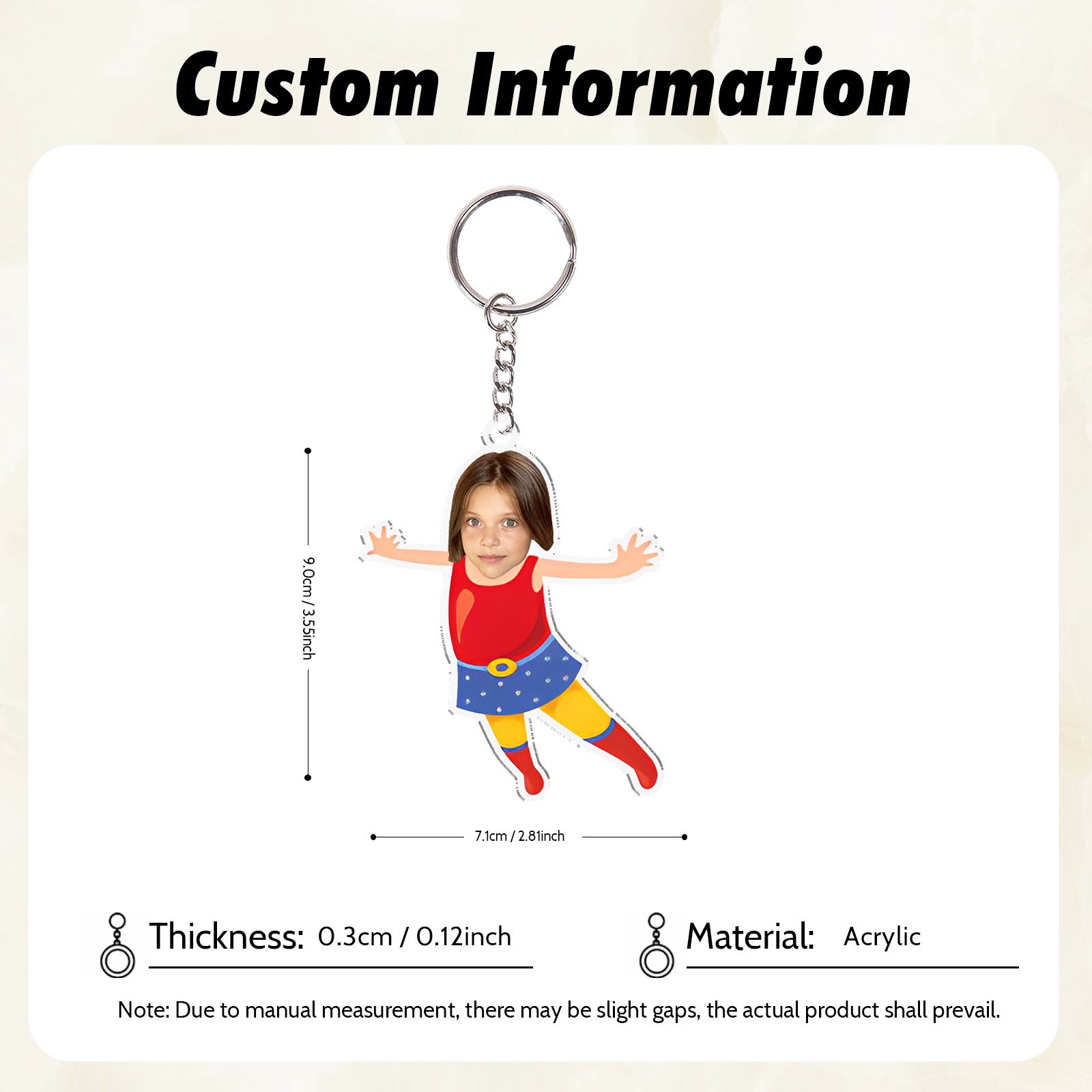 Personalised Superman Acrylic Keychain Custom Photo Funny Hanging Ornament Back to School Gift for Daughter/Son-Jessemade AU