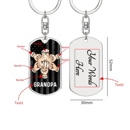Custom Fist Bump Keychain Engrave 6 Names For Father/Grandpa-Jessemade AU