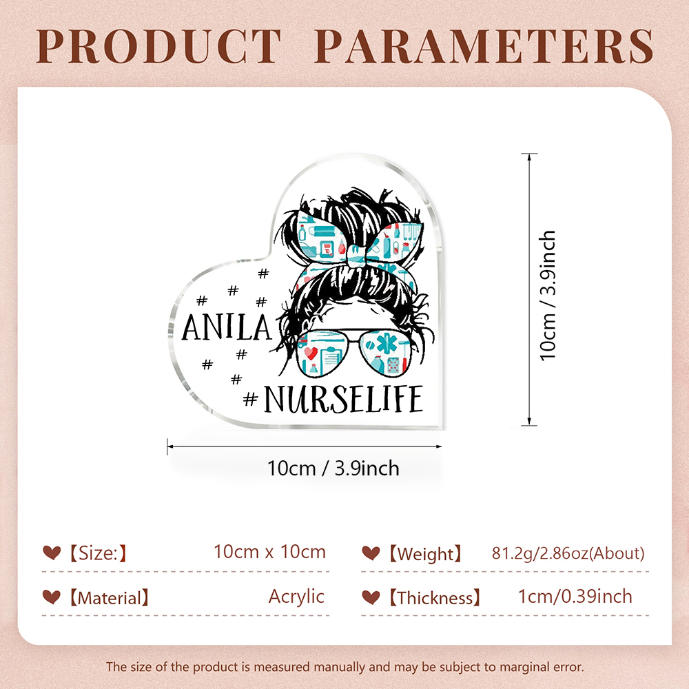 Personalised Acrylic Heart Keepsake Custom Name Ornaments International Nurses Week Gifts for Nurse-Jessemade AU