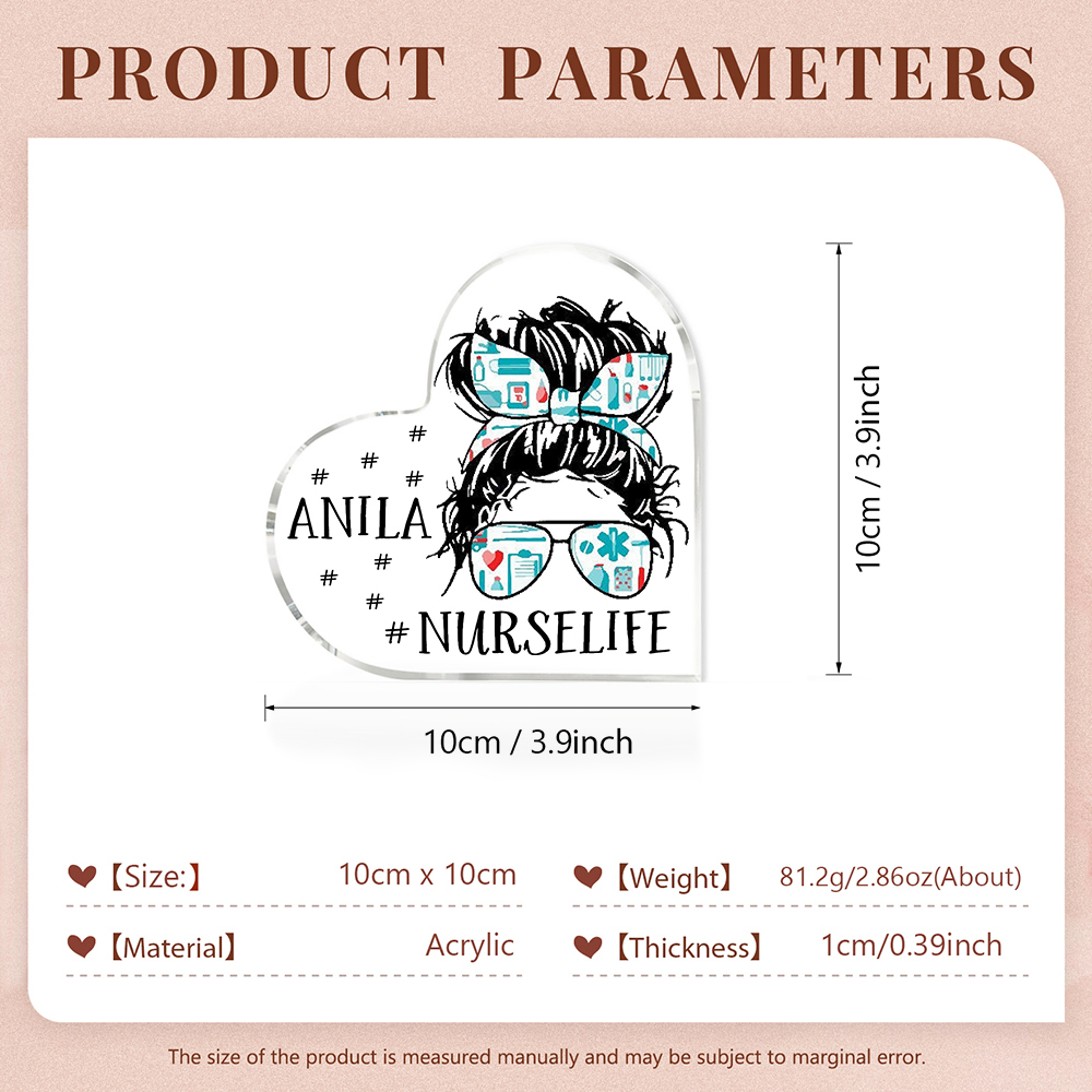 Personalised Acrylic Heart Keepsake Custom Name Ornaments International Nurses Week Gifts for Nurse-Jessemade AU