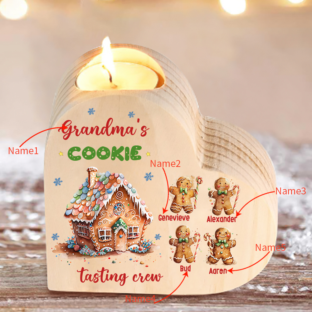 Heart-Shaped Christmas Candle Holder Engraved 5 Names Cookie Candlesticks Personalised Gift for Mum Grandma-Jessemade AU