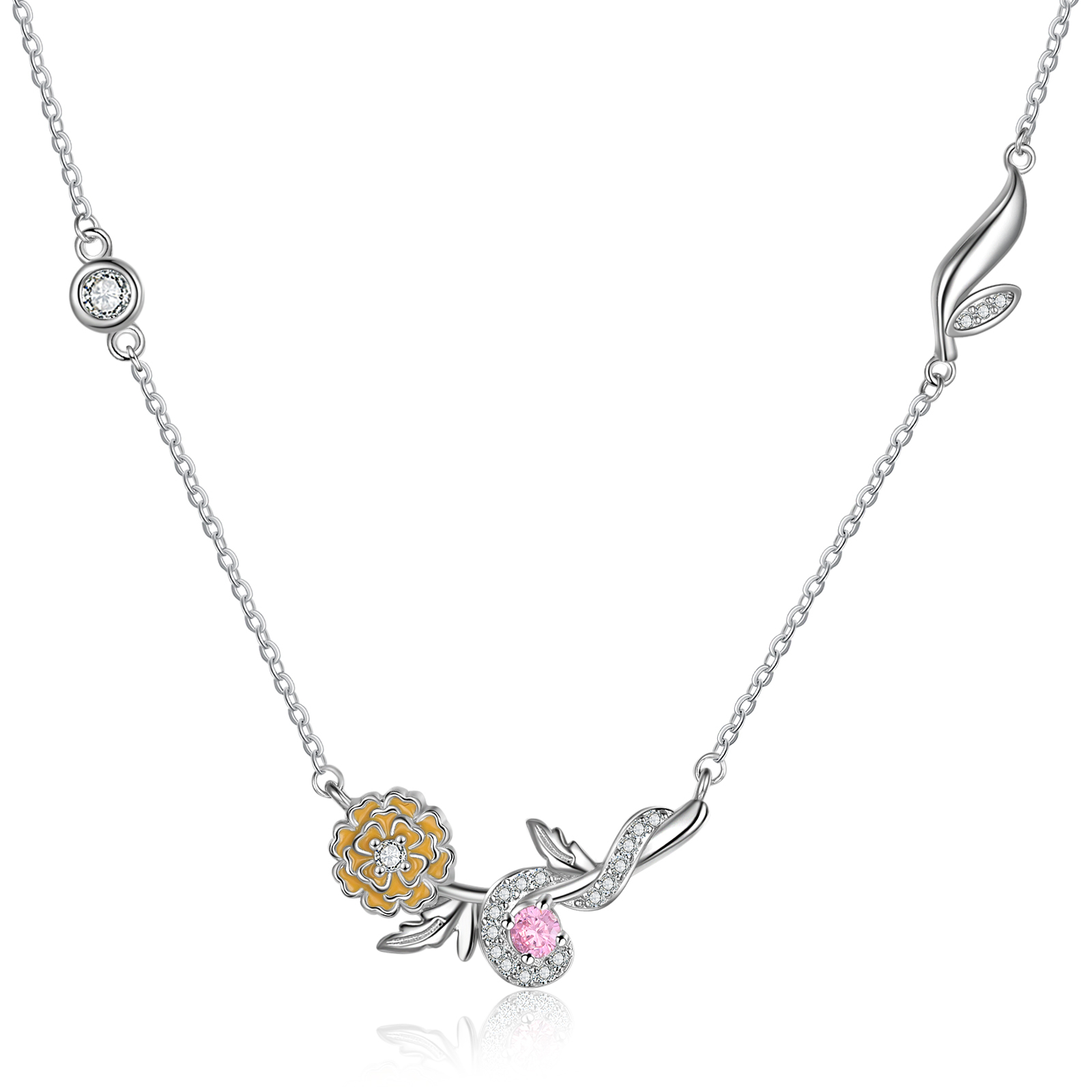 Personalised October Birthflower Necklace With Birthstone Best Gift For Her-Jessemade AU