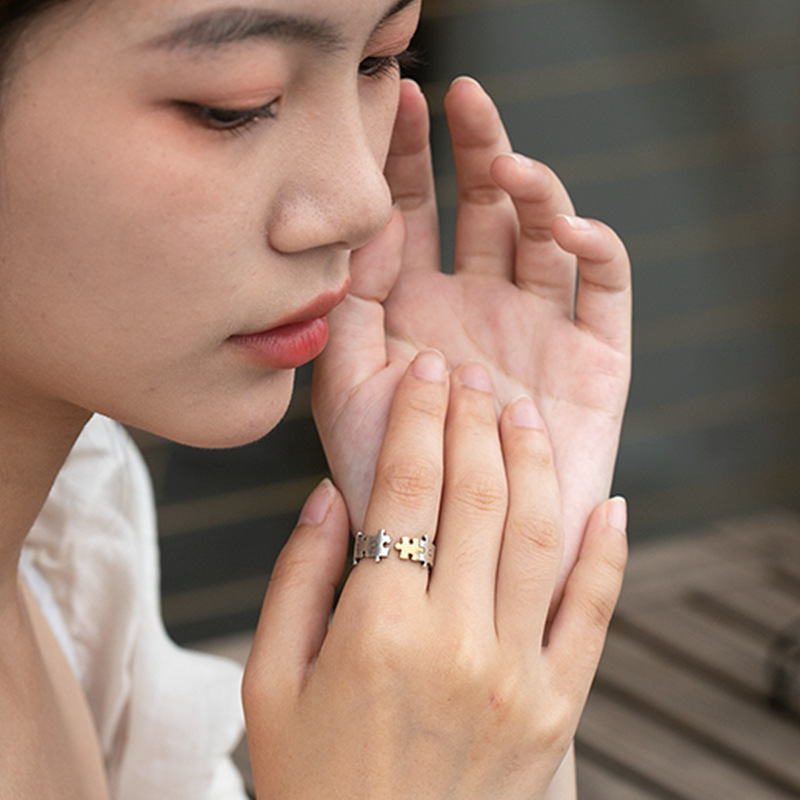 Couple Ring Set Matching Rings Puzzle Adjustable Ring Gift for Couple-Jessemade AU