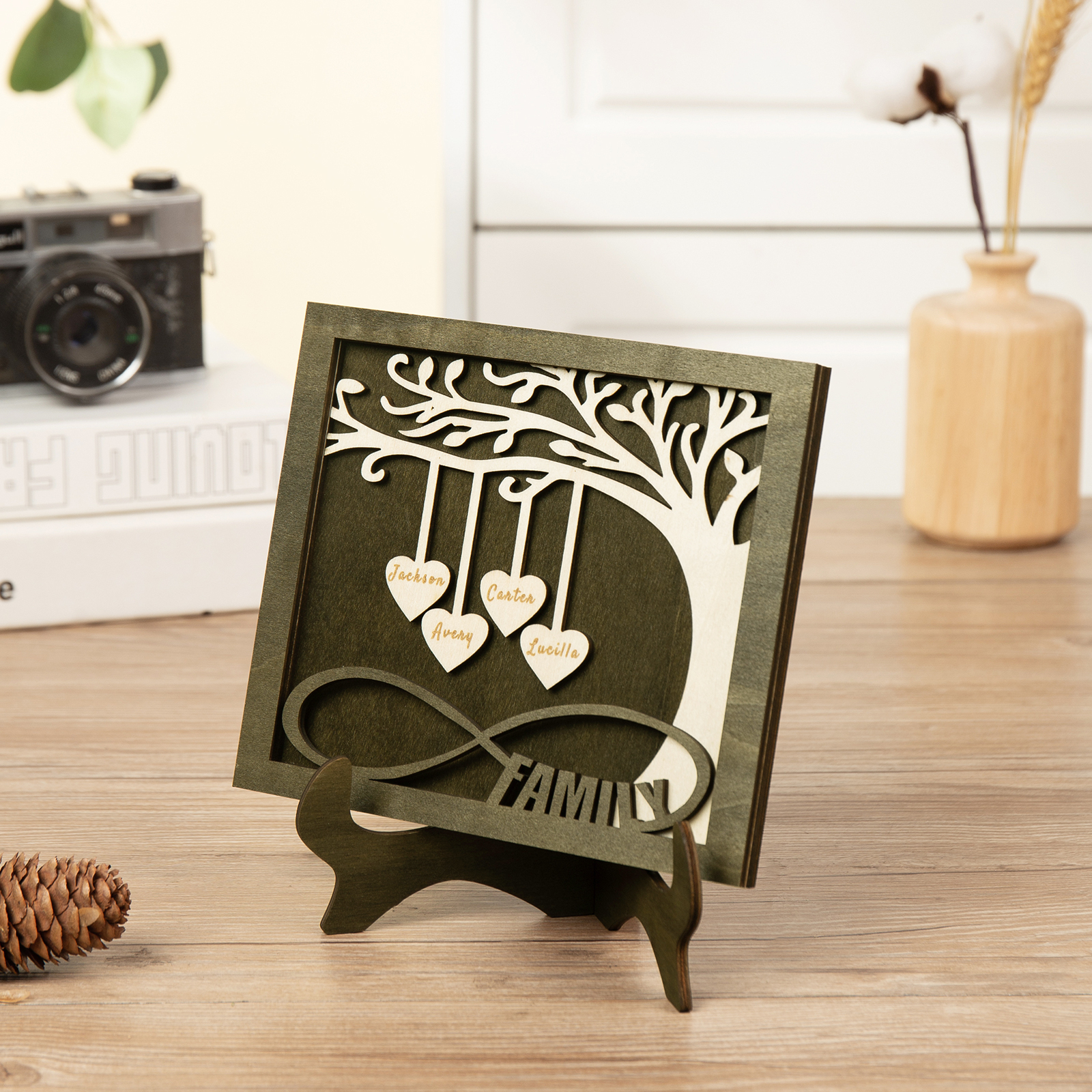 Custom Family Tree Sign with 4 Names Wooden Keepsake Gifts-Jessemade AU