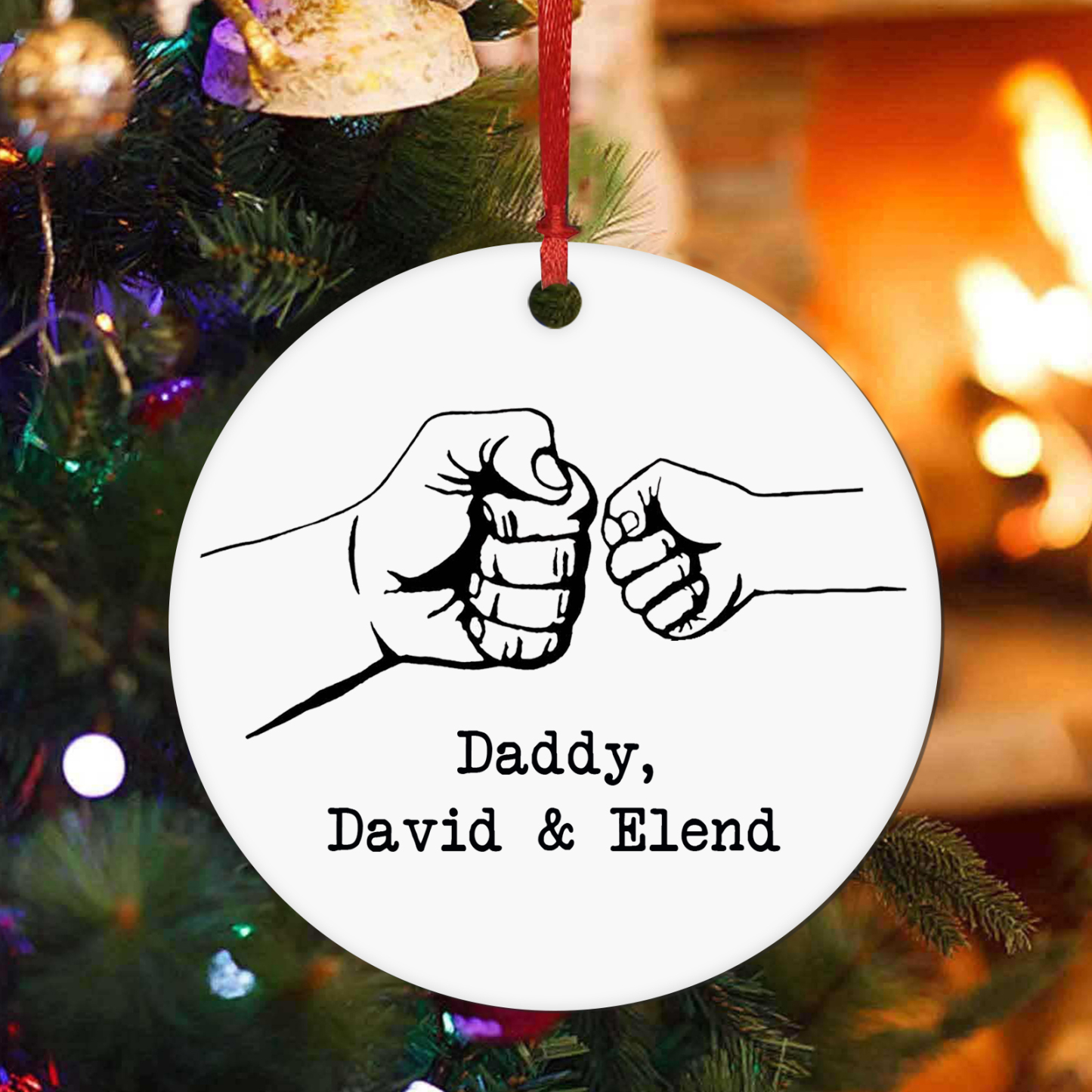 Personalised Christmas Tree Ornaments Wooden Fist Signs Christmas Pendant Custom Text Gifts for Family Friends-Jessemade AU