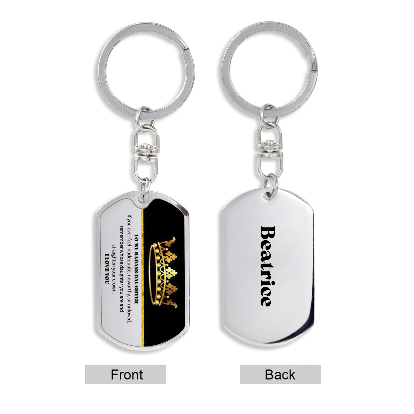 To My Badass Daughter Keychain Custom Name Stainless Steel Keyring Personalised Gift For Daughter-Jessemade AU