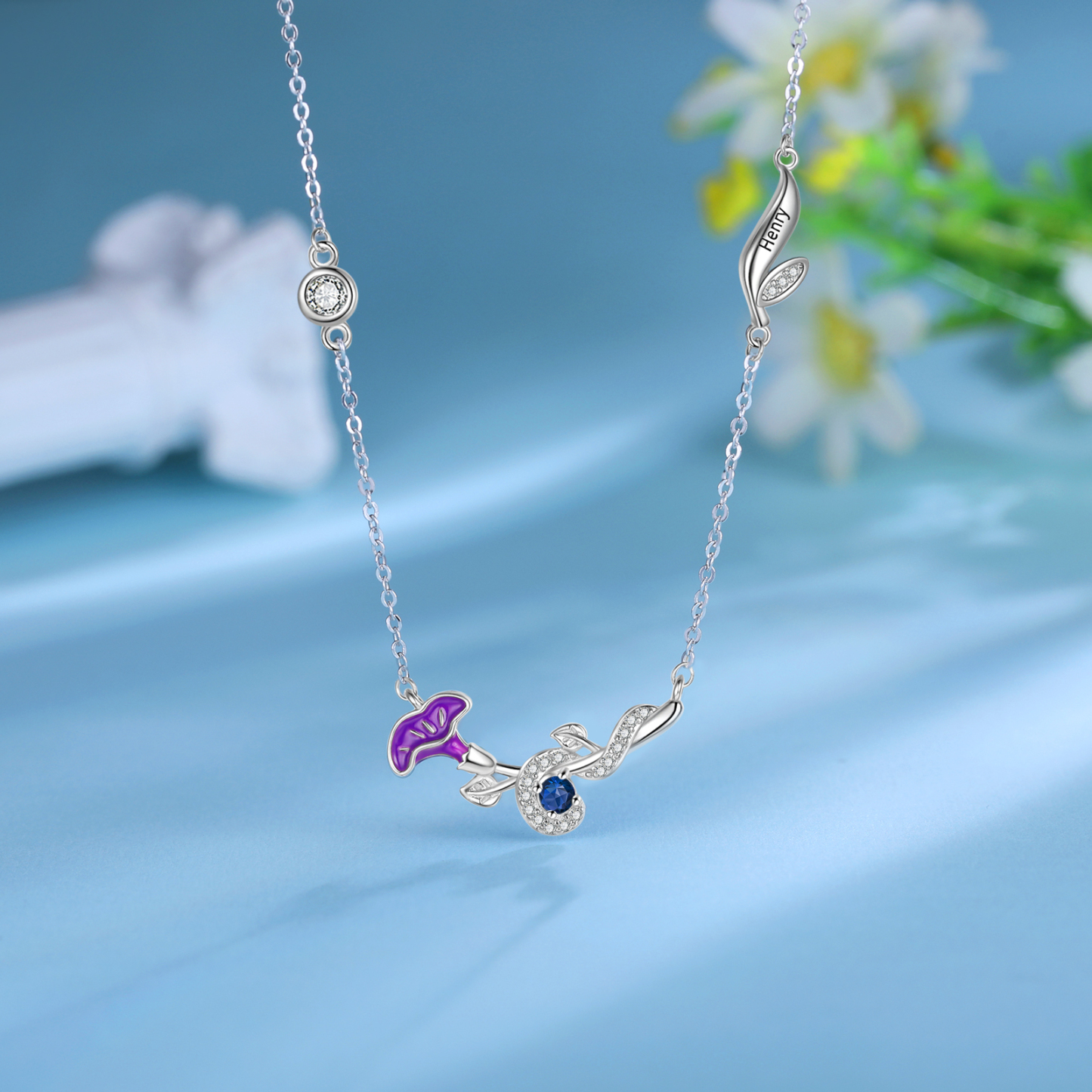 Personalised September Birthflower Necklace With Birthstone Best Gift For Her-Jessemade AU