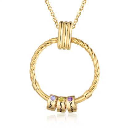 3 Names - Personalised Circle Pendant Necklace Custom Birthstones & Names Necklace Birthday Gift for Her-Jessemade AU