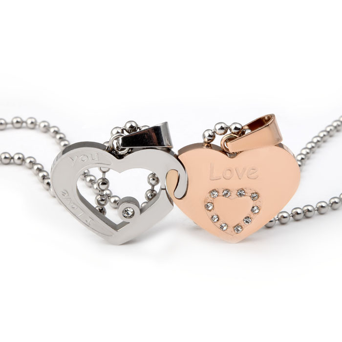 Couple Matching Necklace Double Heart Necklace Friendship Style Valentine's Day Gifts for Couple-Jessemade AU