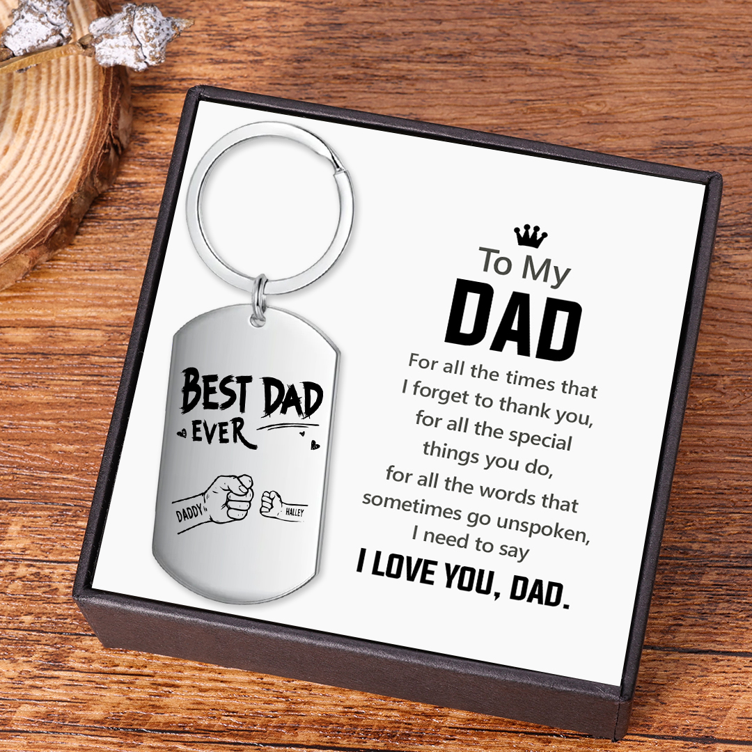 Personalised 2 Names Keychain Custom Fist Bump Keychain Father's Day Gifts - Best Dad Ever-Jessemade AU