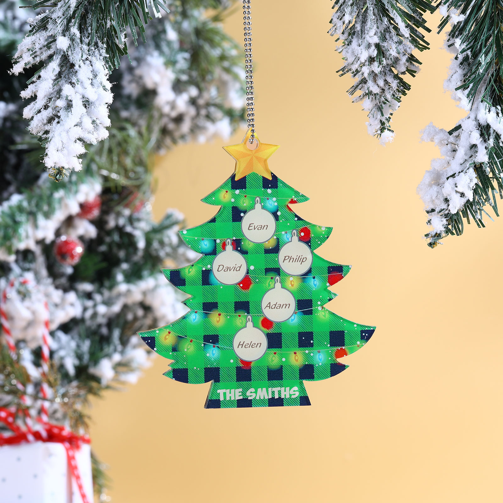 5 Names - Personalised Acrylic Christmas Tree Ornaments Customised Text & Name Xmas Pendant Gifts for Family Friends-Jessemade AU