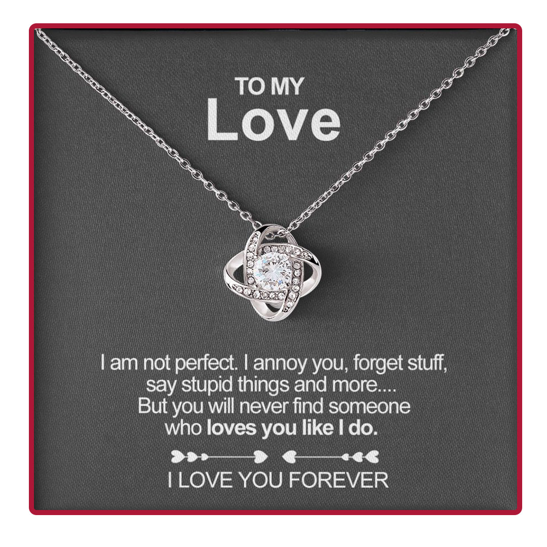 To My Love Necklace Love Knot Necklace Birthday Valentine's Day Gift for Her - I Love You Forever