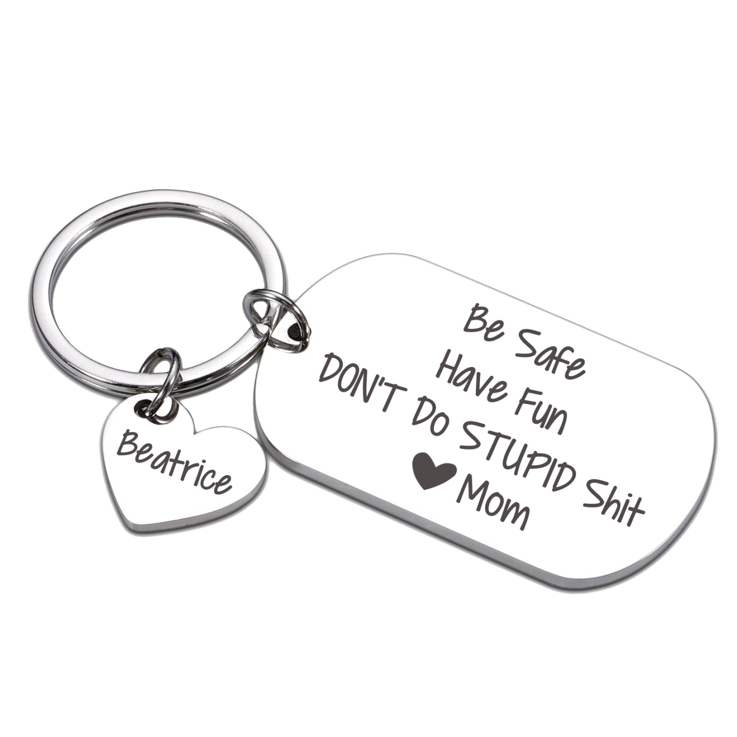 Don't Do Stupid Funny Keychain Custom Name Keyring Be Safe Have Fun Keychain Christmas Gift For Kids-Jessemade AU