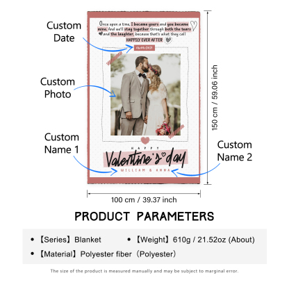Personalised Couple Blanket Engrave Photo "I became yours and you became mine" Sweet Gift For Her-Jessemade AU