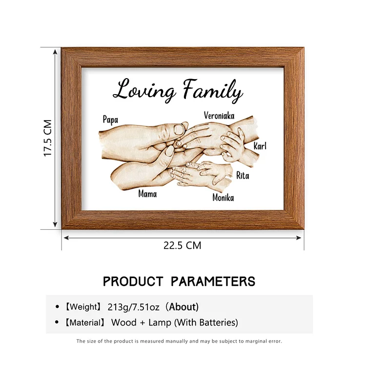 Personalised Family Holding Hands Picture Frames With Light Custom 6 Names Home Decor Gifts-Jessemade AU