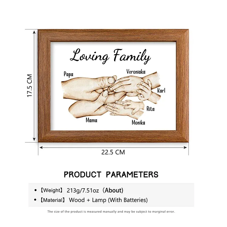 Personalised Family Holding Hands Picture Frames With Light Custom 6 Names Home Decor Gifts-Jessemade AU