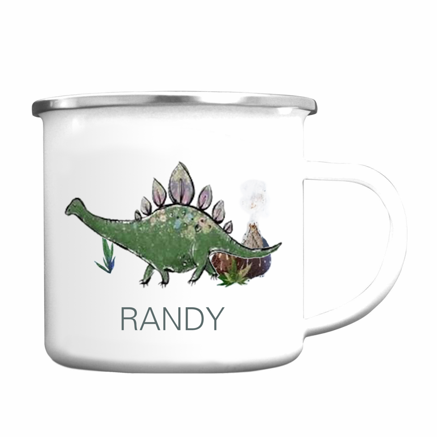 Personalised Enamel Mug Customised Name Dinosaur Cup Camping Mug Birthday Gift for Kids - Stegosaurus-Jessemade AU