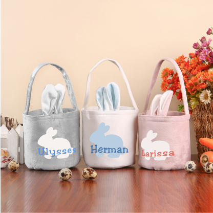 Personalised Bunny Tote Bag Customised with Name Bunny Basket Bucket Bag Easter Gifts-Jessemade AU