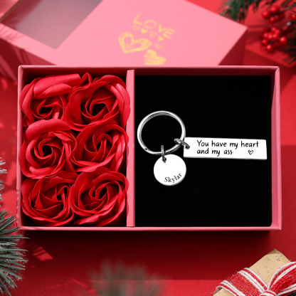 Personalised Couple Keychain Custom Name Keyring "You Have My Heart And My Ass" Valentine's Day Gifts for Couples-Jessemade AU