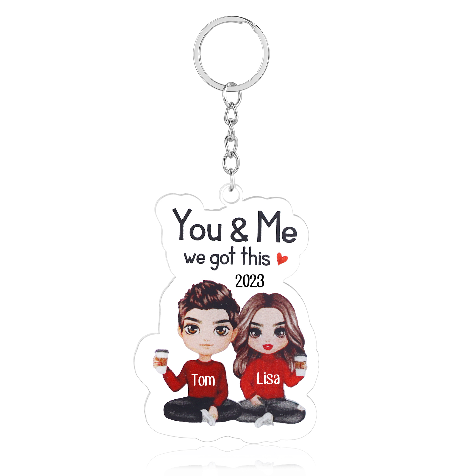 Personalised Acrylic Couple Keychain Customised Name & Text & Date Keychain Valentine's Day Gift for Couples-Jessemade AU