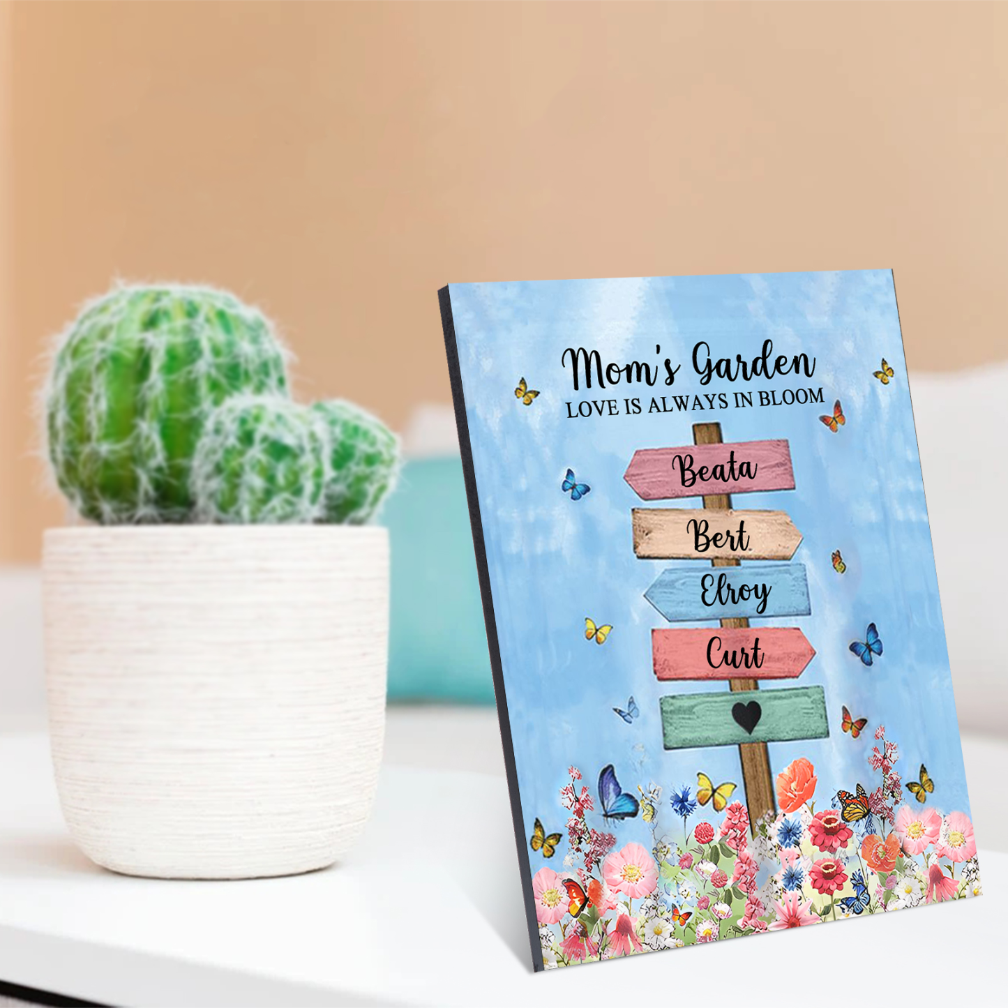 4 Names - Personalised Wooden Plaque Garden Custom Text Home Decoration Gift for Mother/Grandma-Jessemade AU