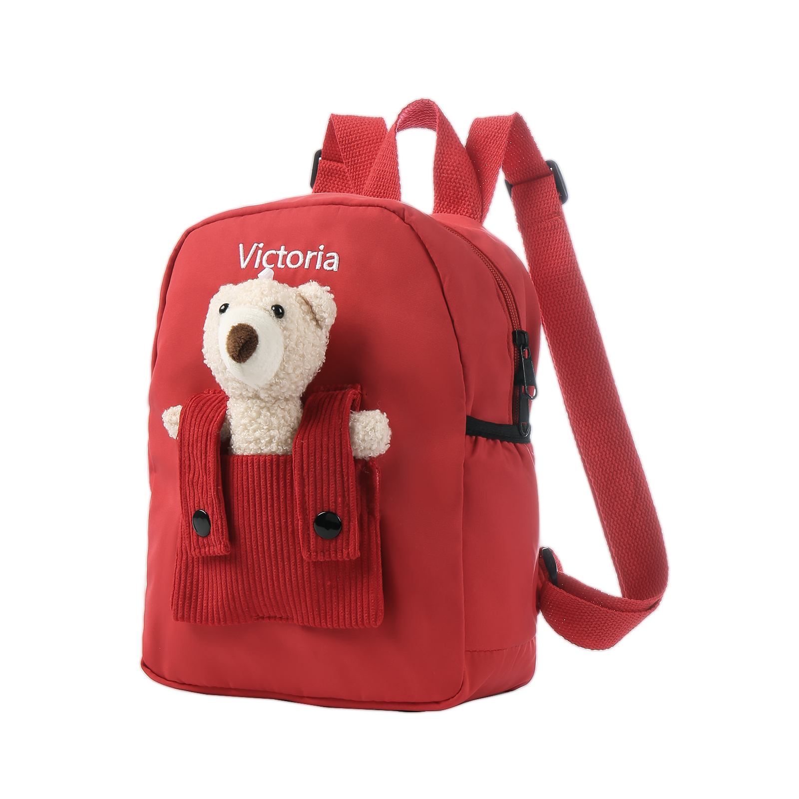 Personalised Bear School Bag Custom Name Canvas Backpack Back To School Gift for Kids-Jessemade AU