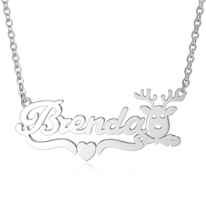 Personalised Reindeer Necklace Custom 1 Name Necklace Gift For Women-Jessemade AU