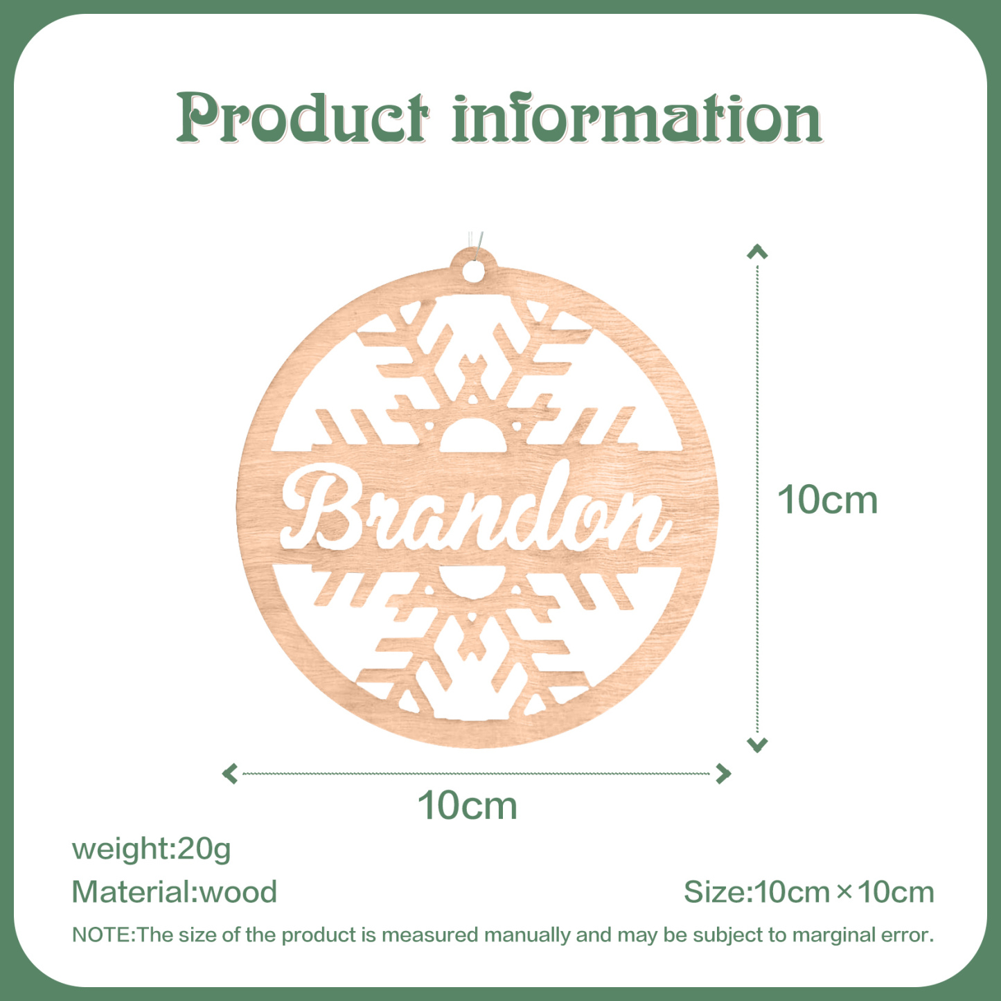 Customised Name Christmas Ornaments Snowflake Circle Ornament Personalised Gifts for Family Friends-Jessemade AU