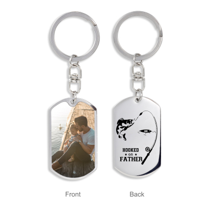 Fishing Keychain For Dad Custom Photo Keyring Engrave 1 Name Father's Day Gifts-Jessemade AU