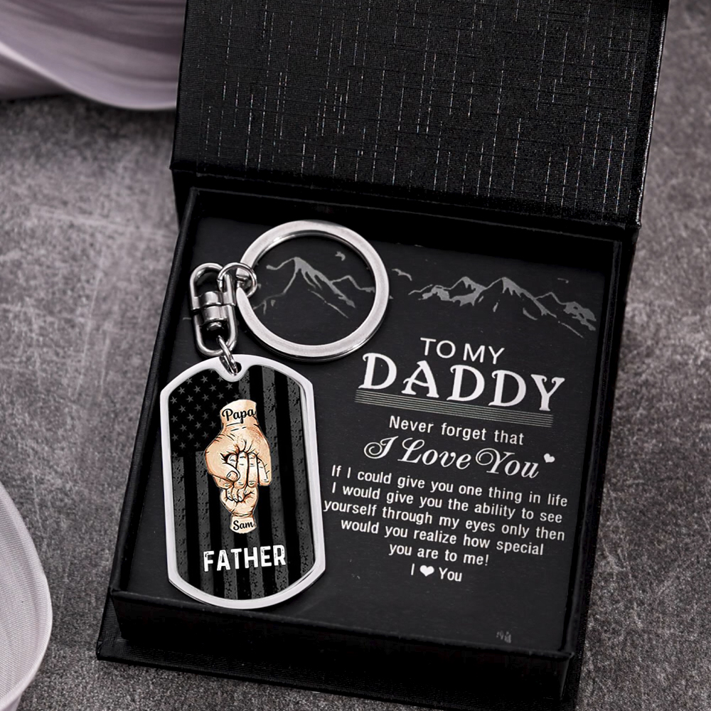Personalised Fist Bump Keychain Engrave 2 Names For Father/Grandpa-Jessemade AU