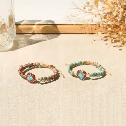 To My Granddaughter Love You Forever Jasper Heart Bracelet-Jessemade AU