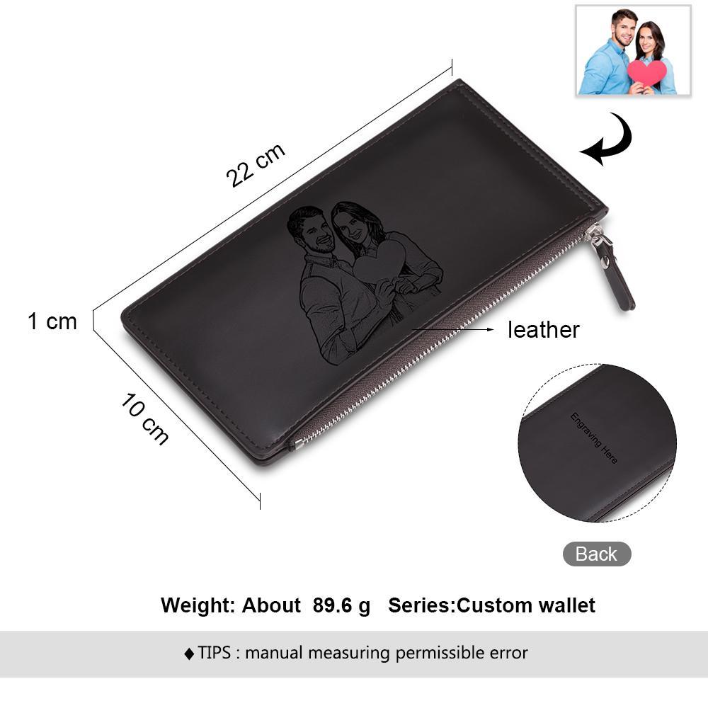 Personalised Leather Wallet Engraved Photo Long Purse Gifts For Men-Jessemade AU