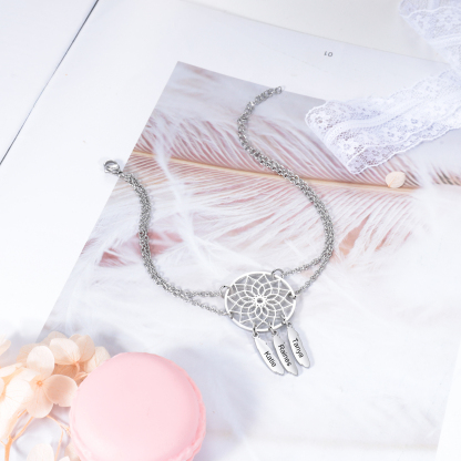 Personalised Dream Catcher 3 Names Bracelet For Ladies-Jessemade AU