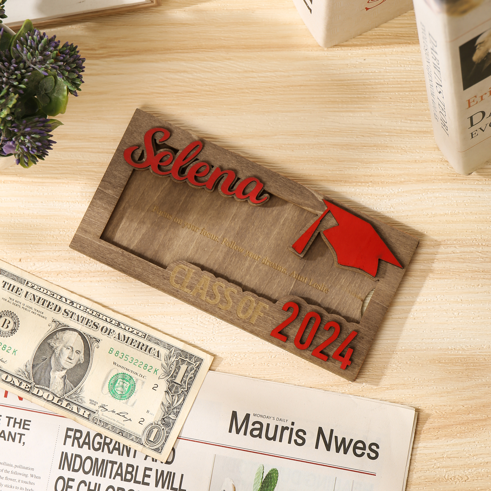 Class of 2024 Personalised Graduation Cash Clip Custom Name & Text Cash Box Creative Gifts for Her/Him-Jessemade AU