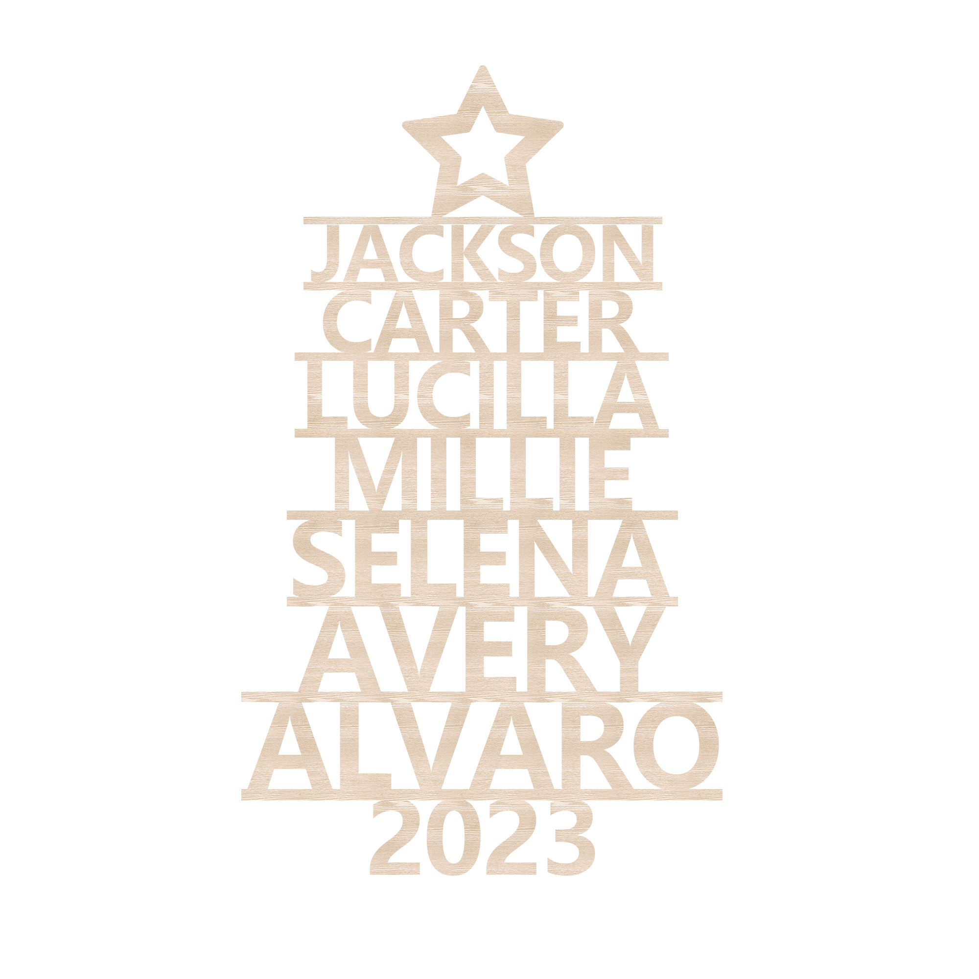 7 Names - Personalised Christmas Tree Ornaments Customised Name Xmas Wooden Decor Gifts for Family Friends-Jessemade AU