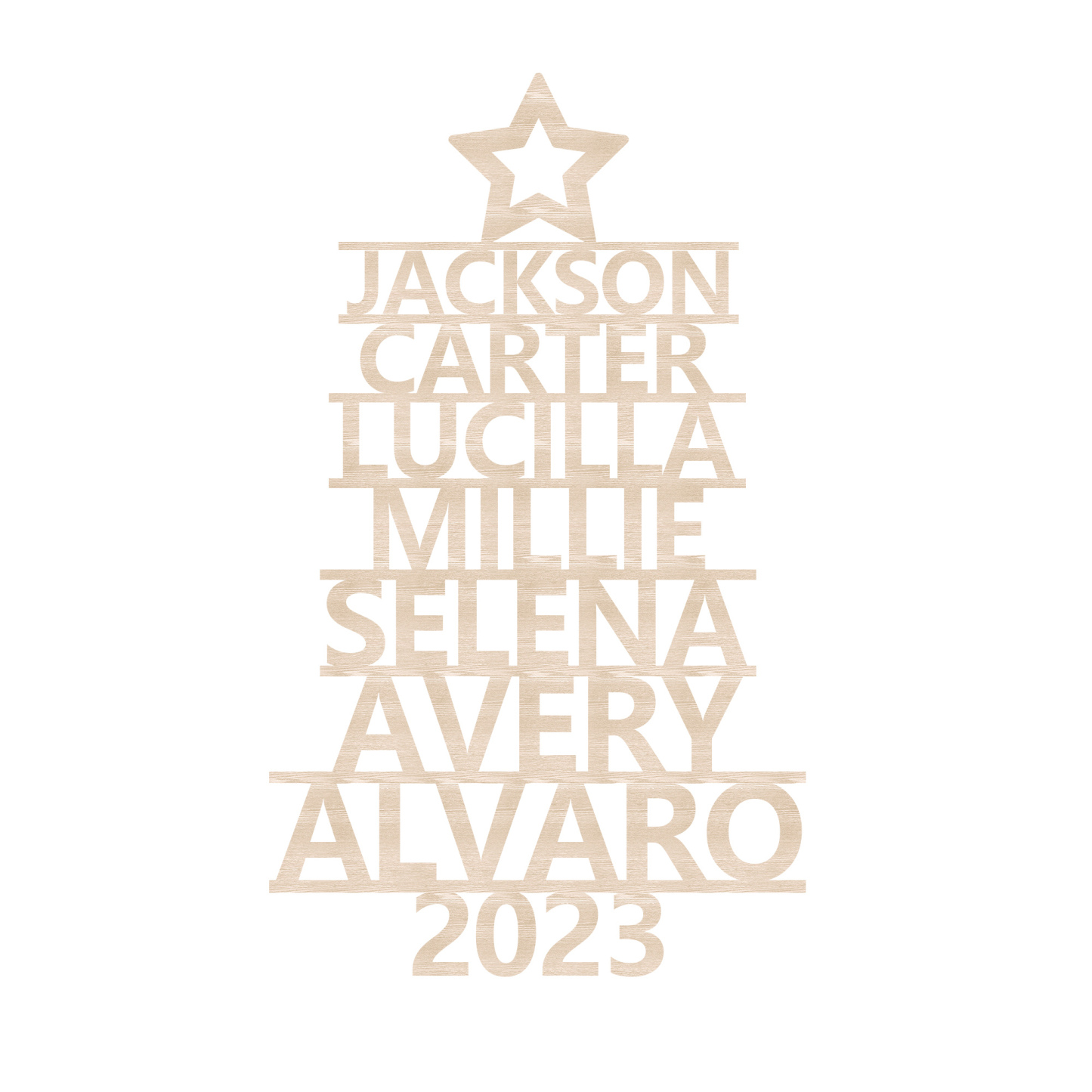 7 Names - Personalised Christmas Tree Ornaments Customised Name Xmas Wooden Decor Gifts for Family Friends-Jessemade AU