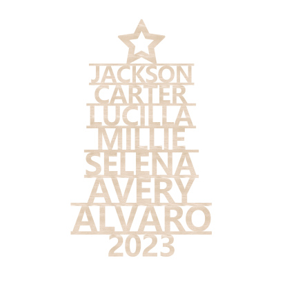 7 Names - Personalised Christmas Tree Ornaments Customised Name Xmas Wooden Decor Gifts for Family Friends-Jessemade AU