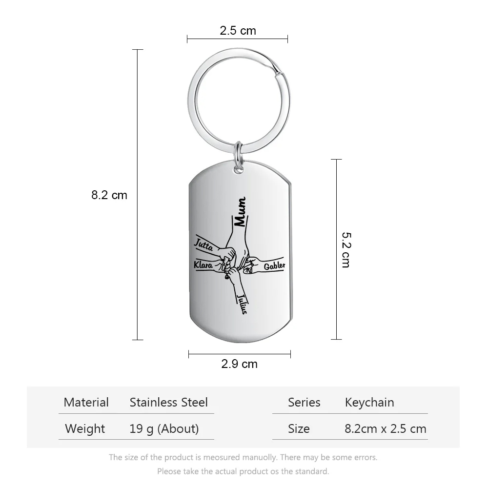 5 Names - Personalised Name Keychain Holding Hands Keychain Mother's Day Gifts For Grandma/Mother-Jessemade AU