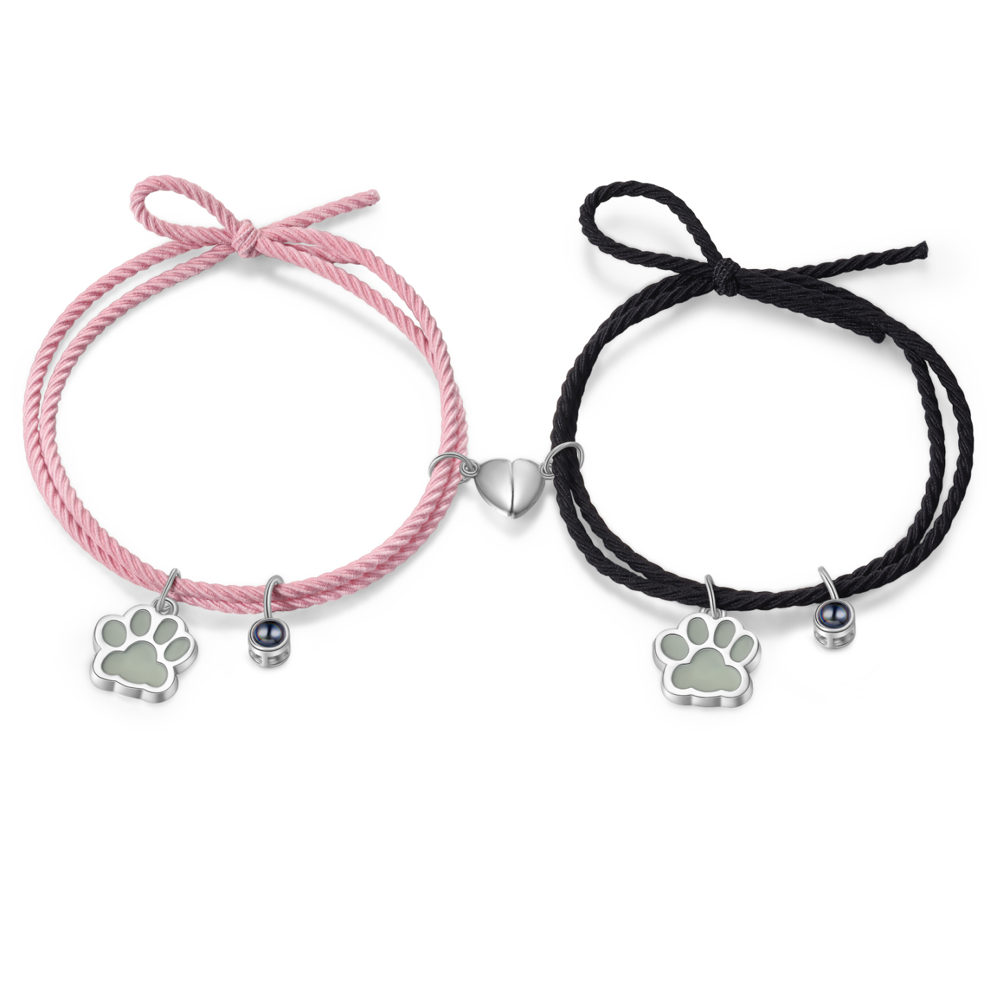 Personalised Photo Projection Bracelet Set Dog Paw Fluorescent Magnetic Bracelet Matching Gifts For Couples/Friends-Jessemade AU