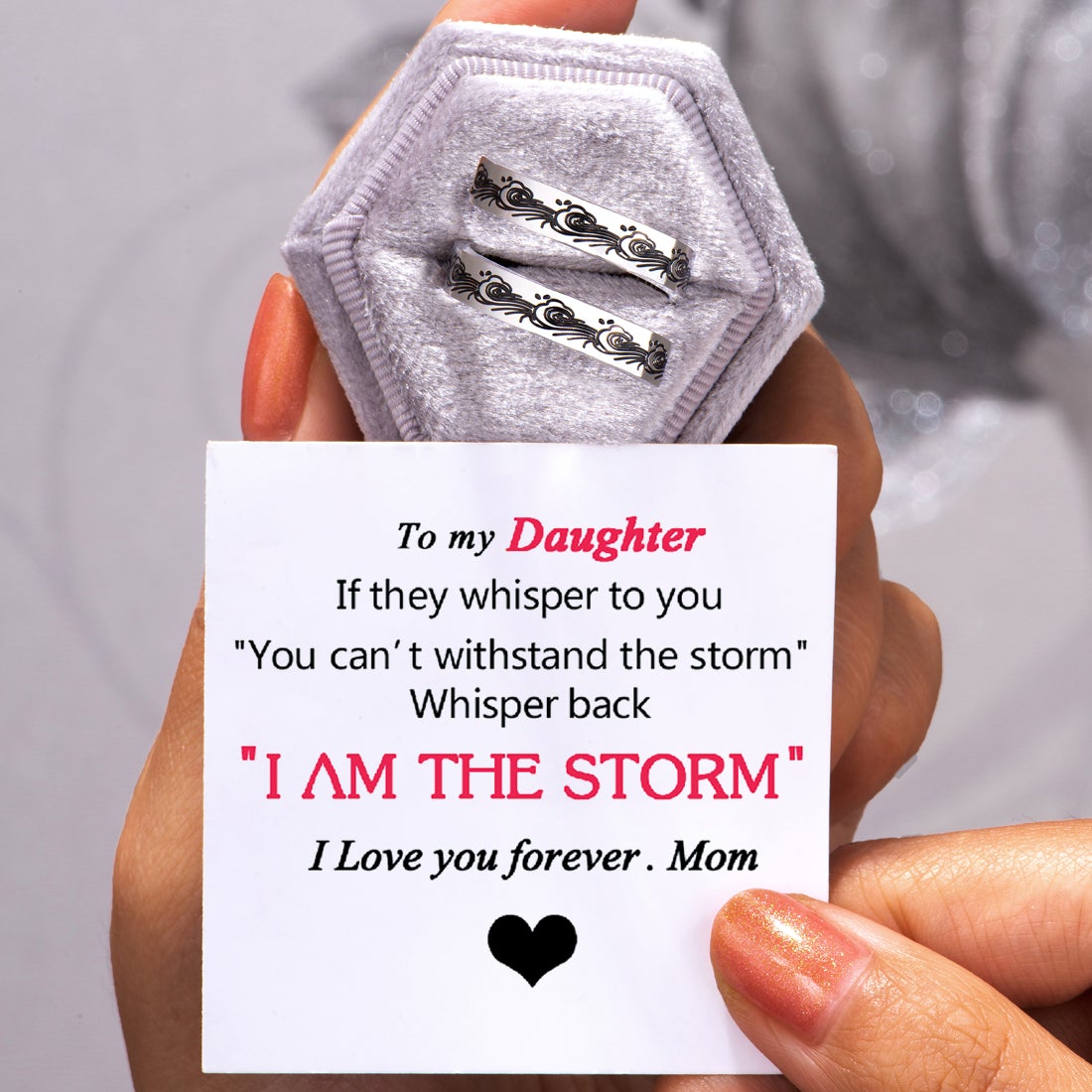 To My Daughter I am The Storm, Spiral Ring Adjustable Ring Gifts For Her-Jessemade AU