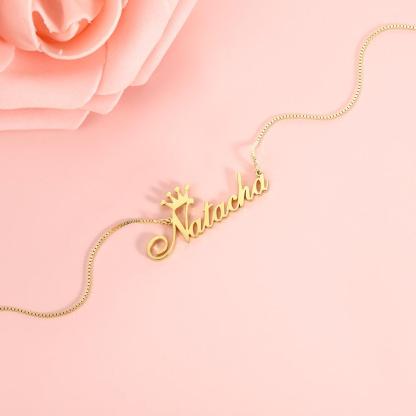 Personalised Crown Necklace Custom 1 Name Necklace Gift For Women-Jessemade AU