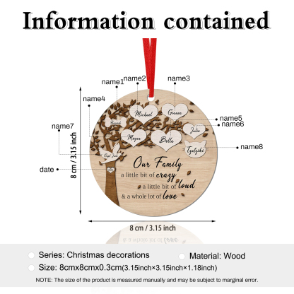 8 Names - Personalised Christmas Tree Ornaments Tree of Life Pendant with Name Wooden Gifts for Family and Friends-Jessemade AU