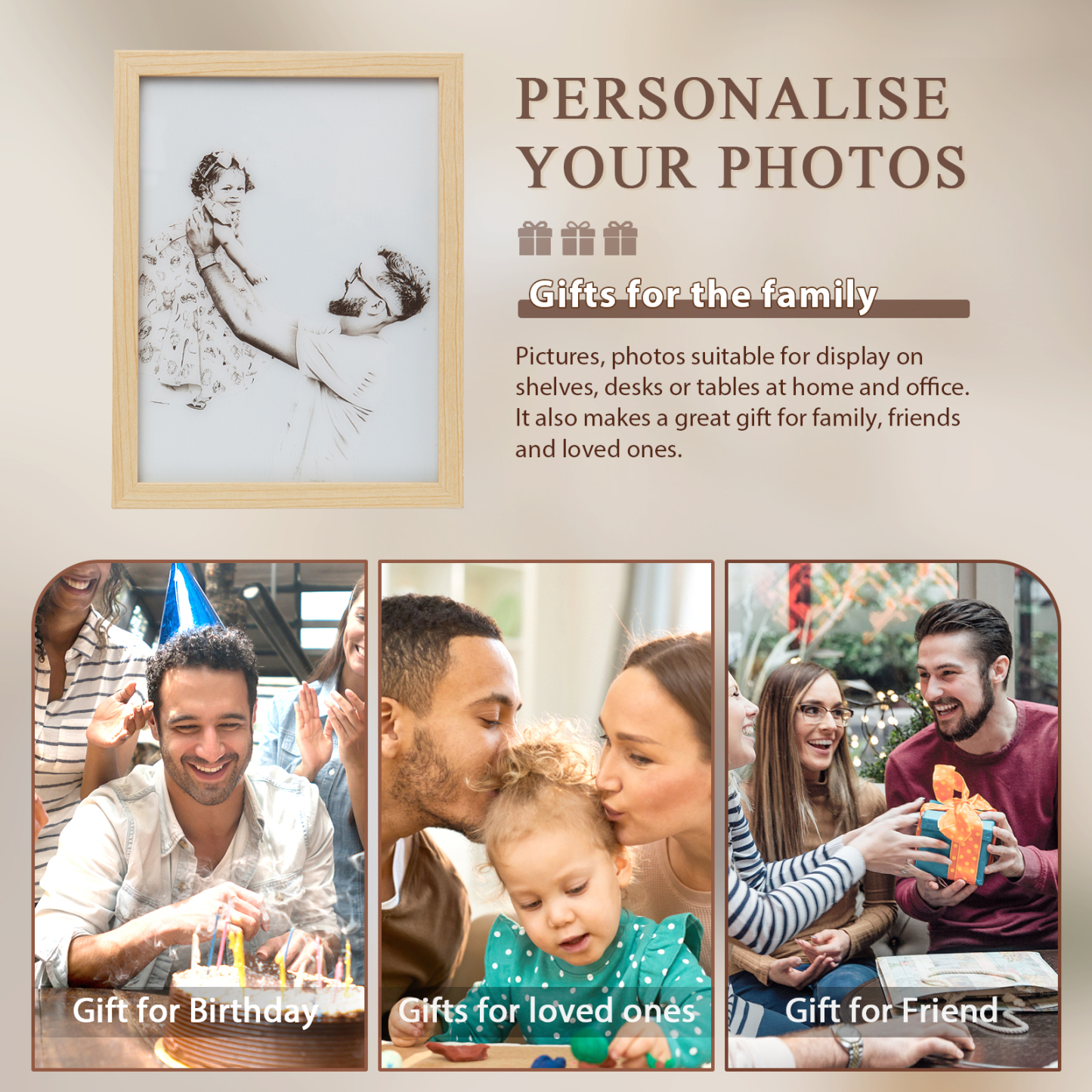 Personalised Photo Frame Night Light Changeable Colour Lamp Personalised Gifts Home Decor-Jessemade AU